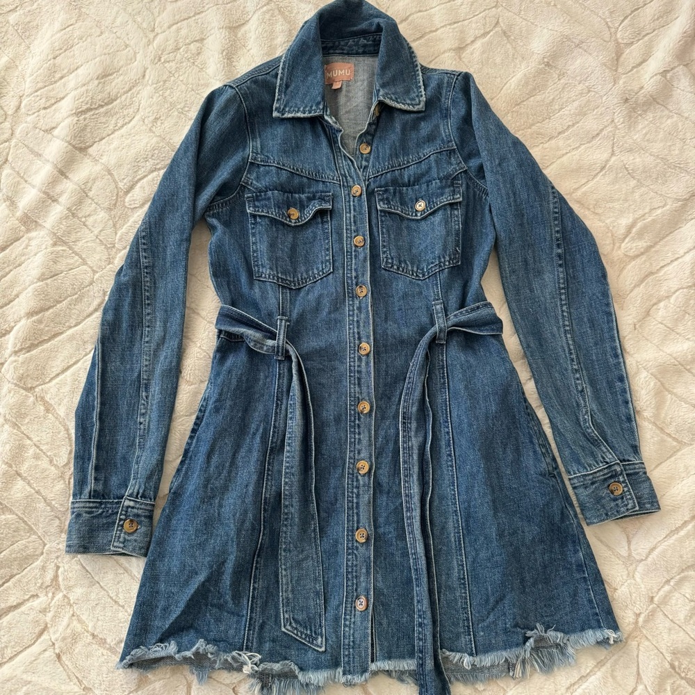 Show Me Your Mumu Denim Durango Mini Dress River Blue